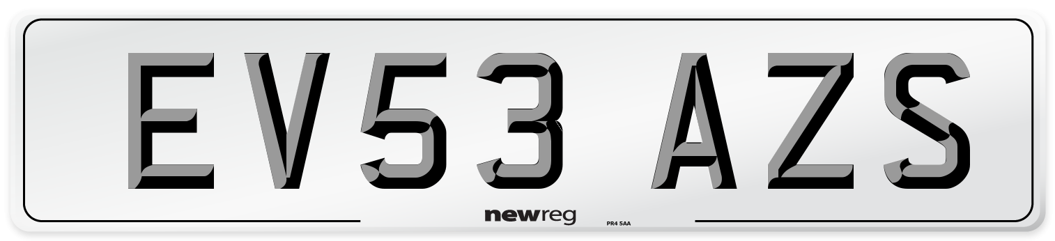 EV53 AZS Number Plate from New Reg
